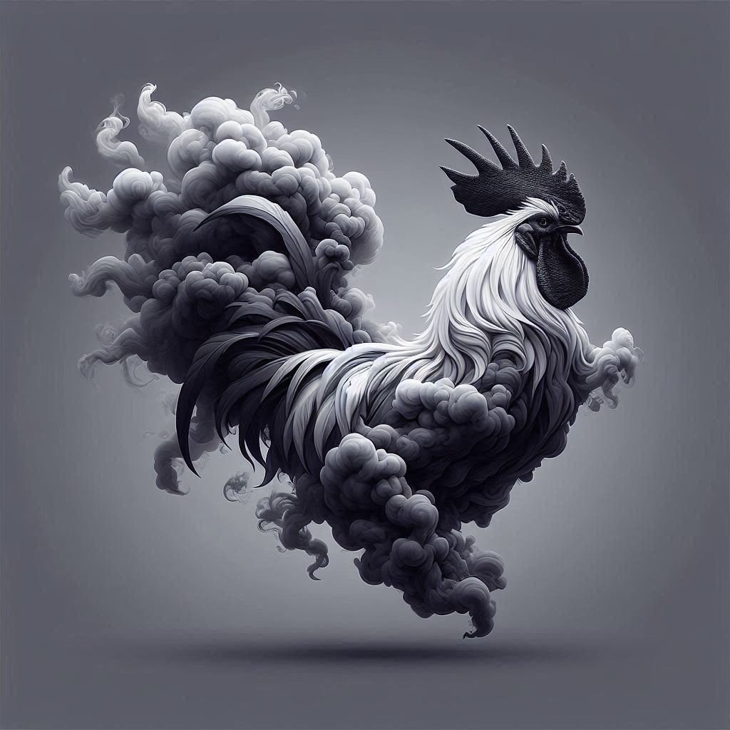 Szürke füstből álló kakas