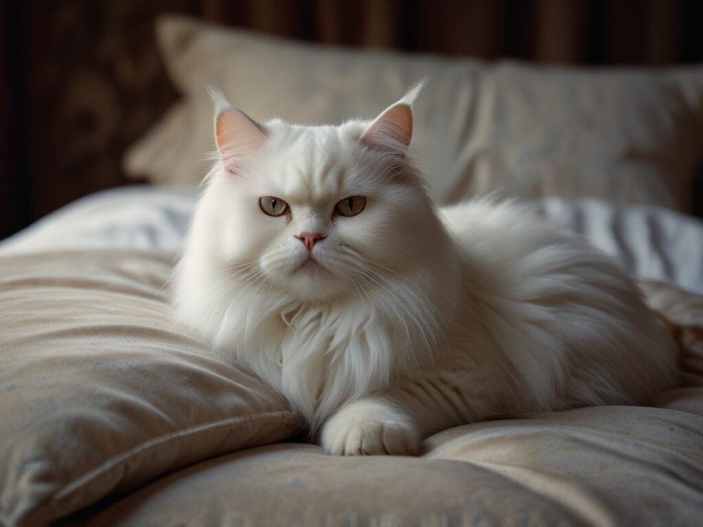 Persian cat on the bed