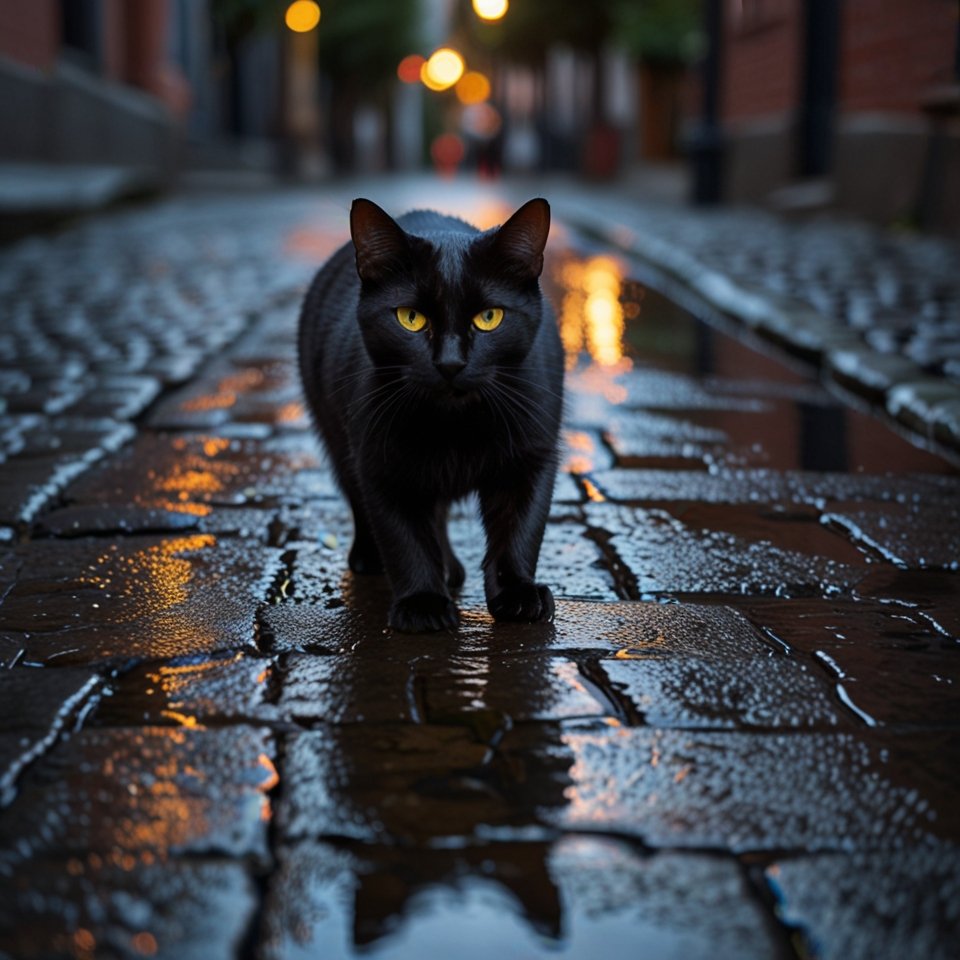 Black cat on the street
