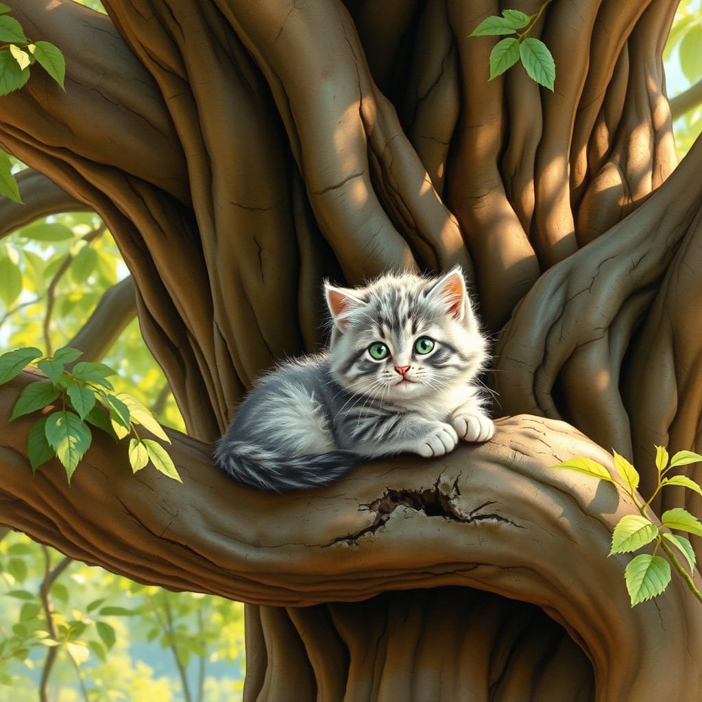 Kitten relax on the three